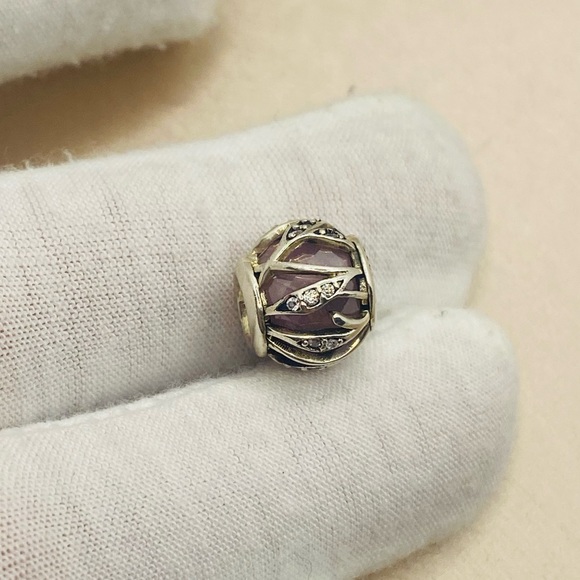 EUC Pandora 791969PCZ Sterling Silver Nature's Radiance Abstract Charm w/ CZ's - Picture 5 of 11